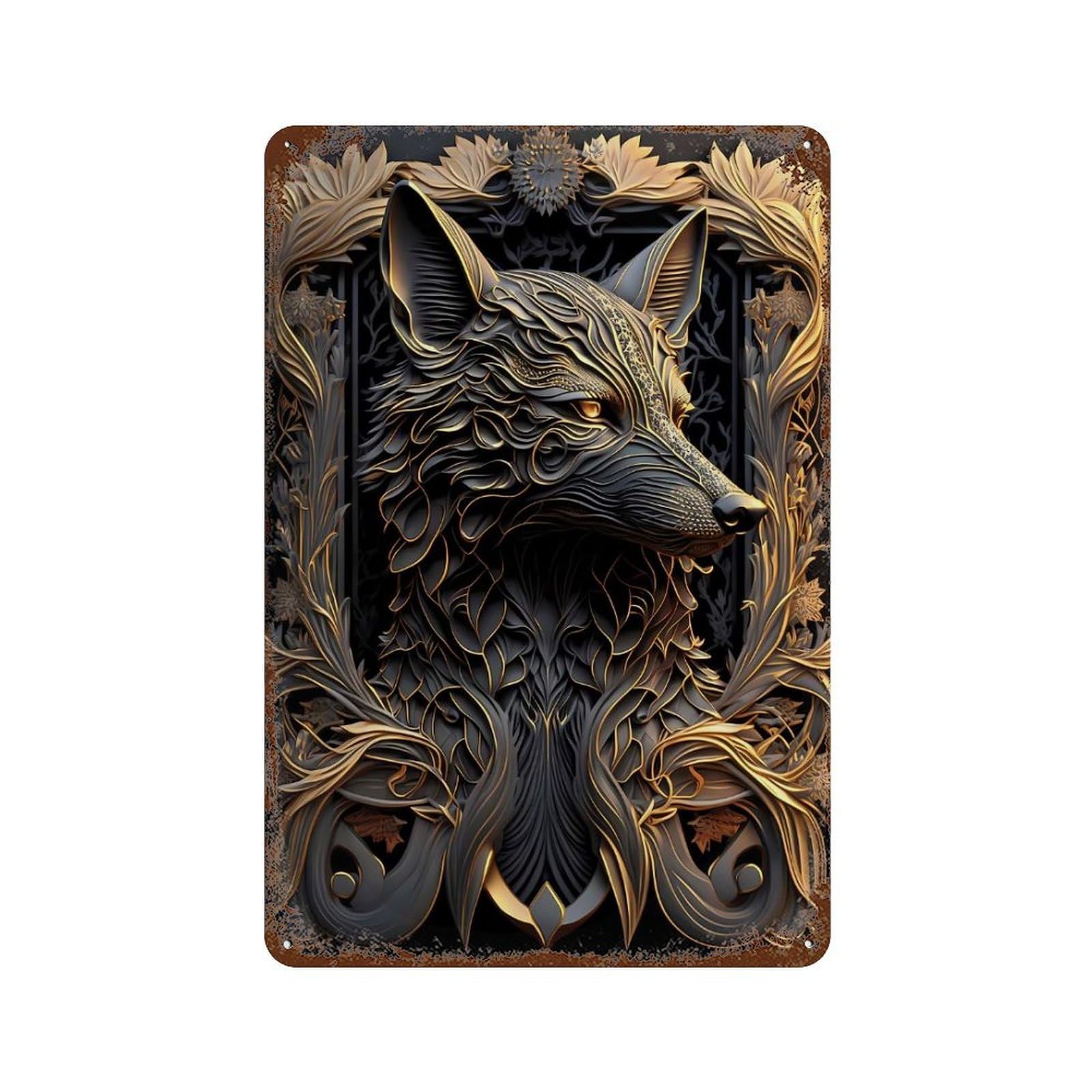 Throne Of Wolf Portrait Vintage Metal Tin Sign 11.8"x7.9", Ideal for Living Room, Hallway And Home Decor