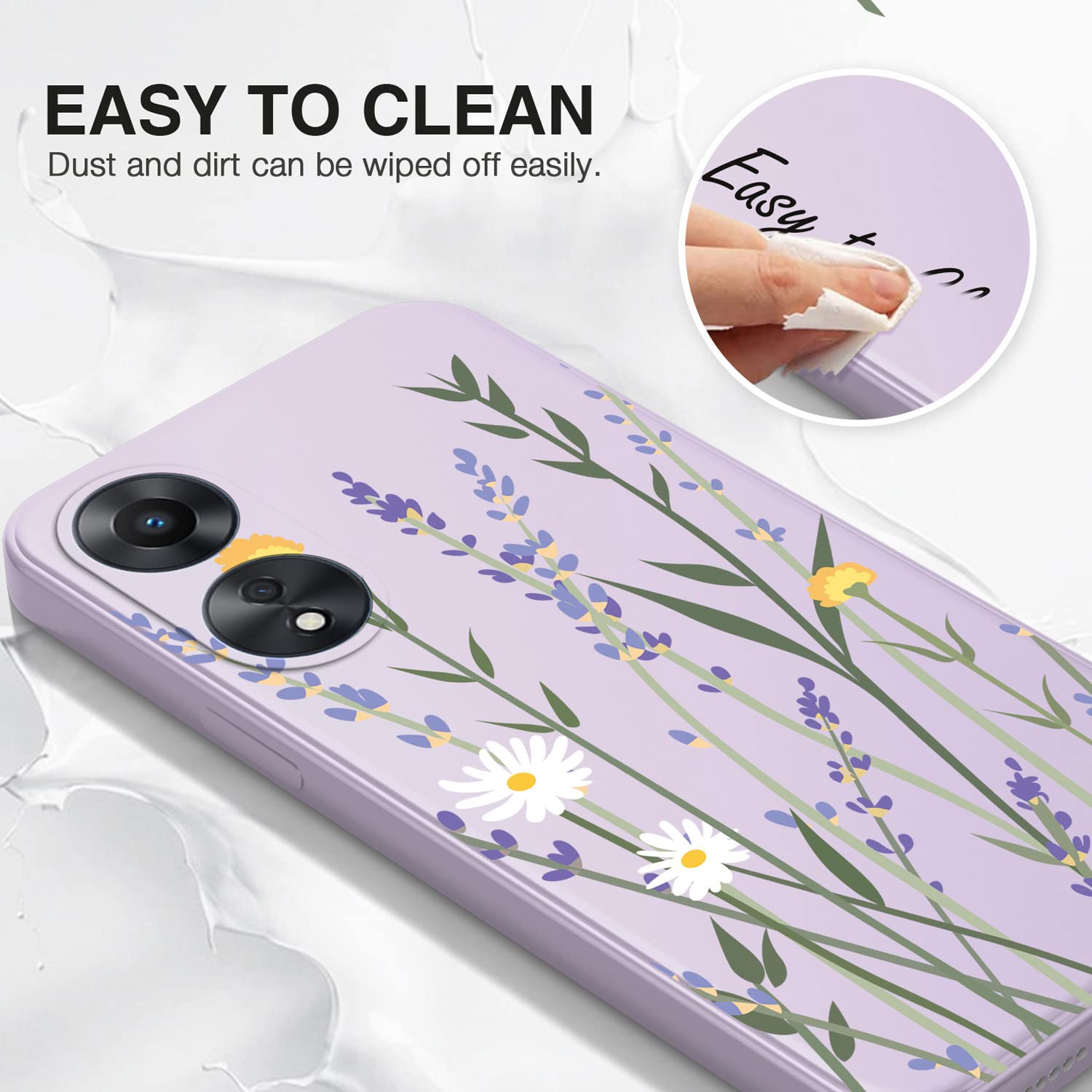 XINYEXIN Cover per Oppo A78 4G (6.43), Custodia in Silicone Morbido Antiurto Ultrasottile con Motivo Carino, Design a Bordo Dritto - Lavender, Purple