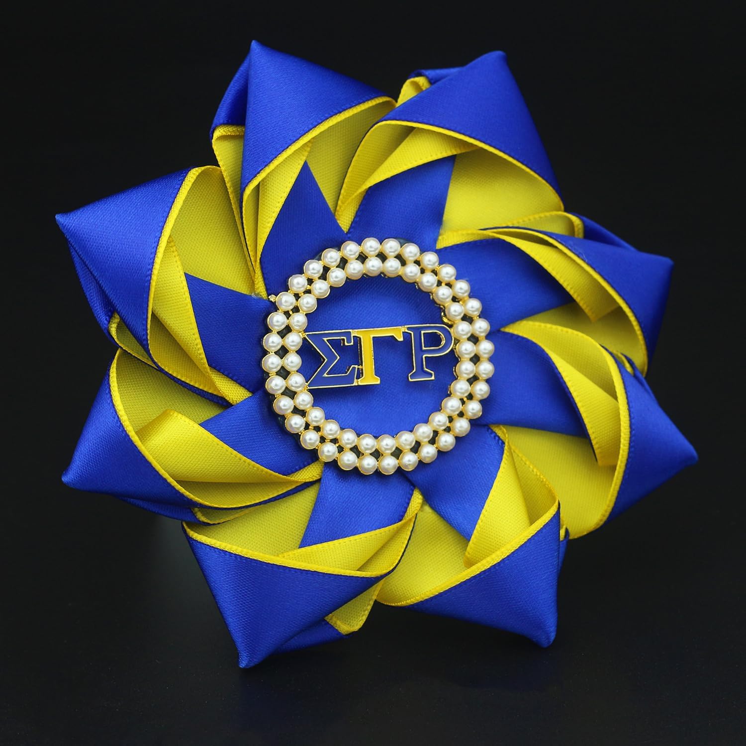 Sigmaa Gamma Rho Brooch Pin for Women 1922 SGRho Gift Greek Sorority Gift Paraphernalia Jewelry for Sisterhood Soror (Pearl & Satin 4.5" SGR Corsage) - Image 3