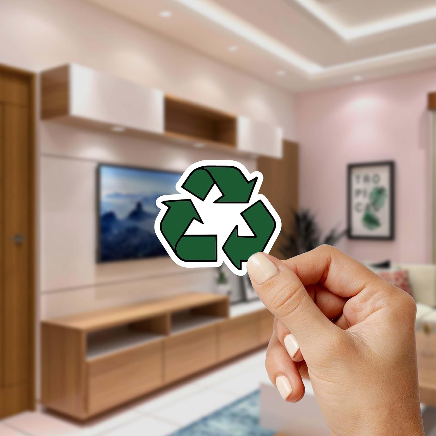 Recycle Trash Decal for a Recycling Trash Can with Lid Sticker 6" Round, Pack of 1 - for Car Truck Laptop Toolbox Decor Fun Colourful Designs (Recycle 3) image 2