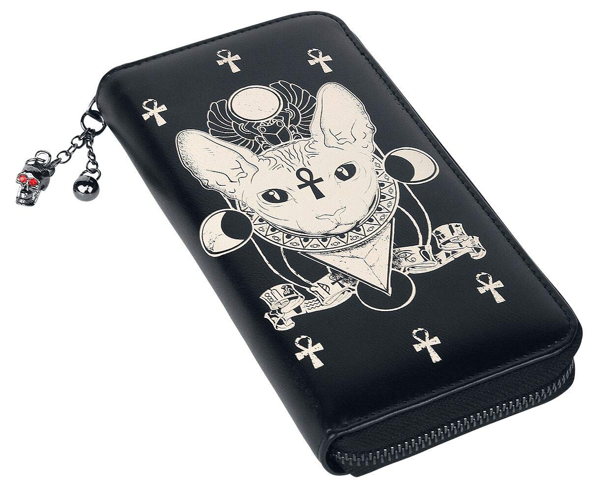 Banned Women's Black Apparel Bastet Egyptian Cat Siamese Kitty Sphynx Occult Powers Wallet