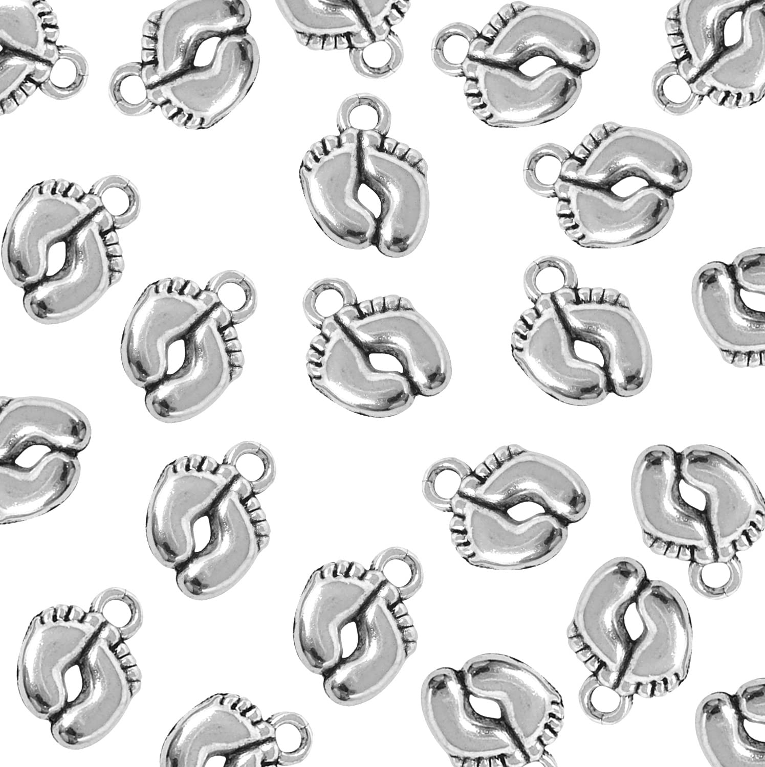 Honbay50PCS 13mm x 10mm Cute Footprint Charms Pendants for Jewelry Making or DIY Crafts