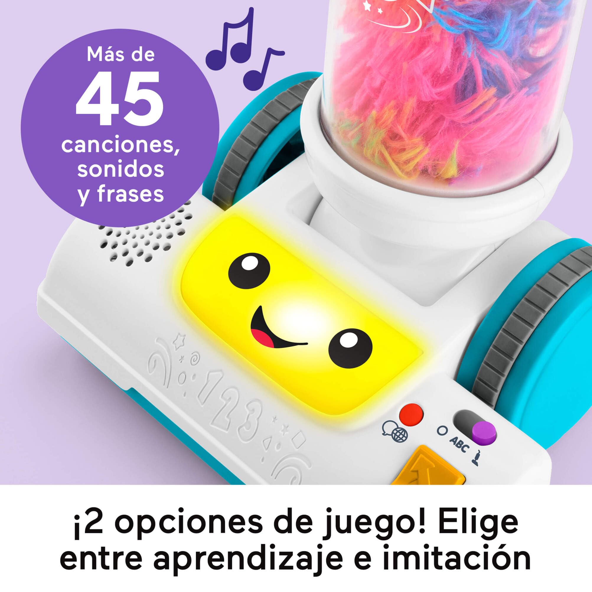 Fisher-Price Aspirador con Plumero 2 en 1 de Laugh & Learn, Incluye Luces y música para Disfrutar con Juegos de imitación, a Partir de 2 años, versión en Varios Idiomas, JMM34