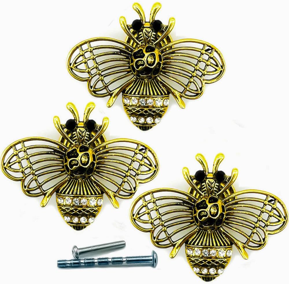 Pomello Per Cassetti Stile Vintage Con Motivo Ape - Sass & Belle In Peltro Dorato - Foto 5