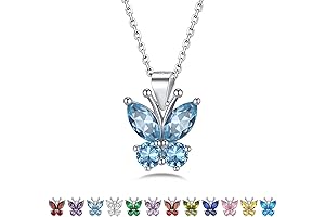 Silver Birthstone Butterfly Jewelry Set for Girls