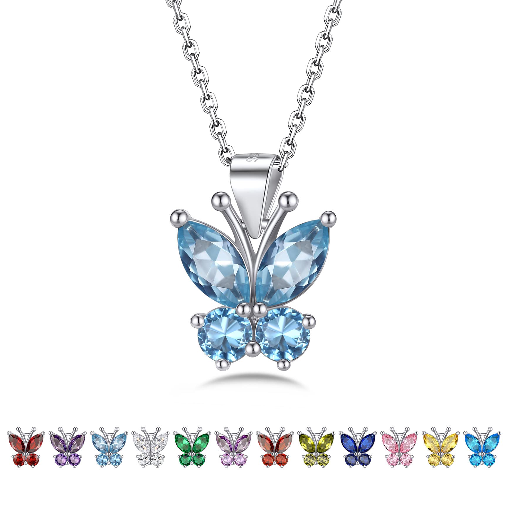 Bestyle Collar Plata de Ley 925 Collar Mariposa Piedra Nacimiento Collar para Mujer de Mariposas Joyas Mariposas