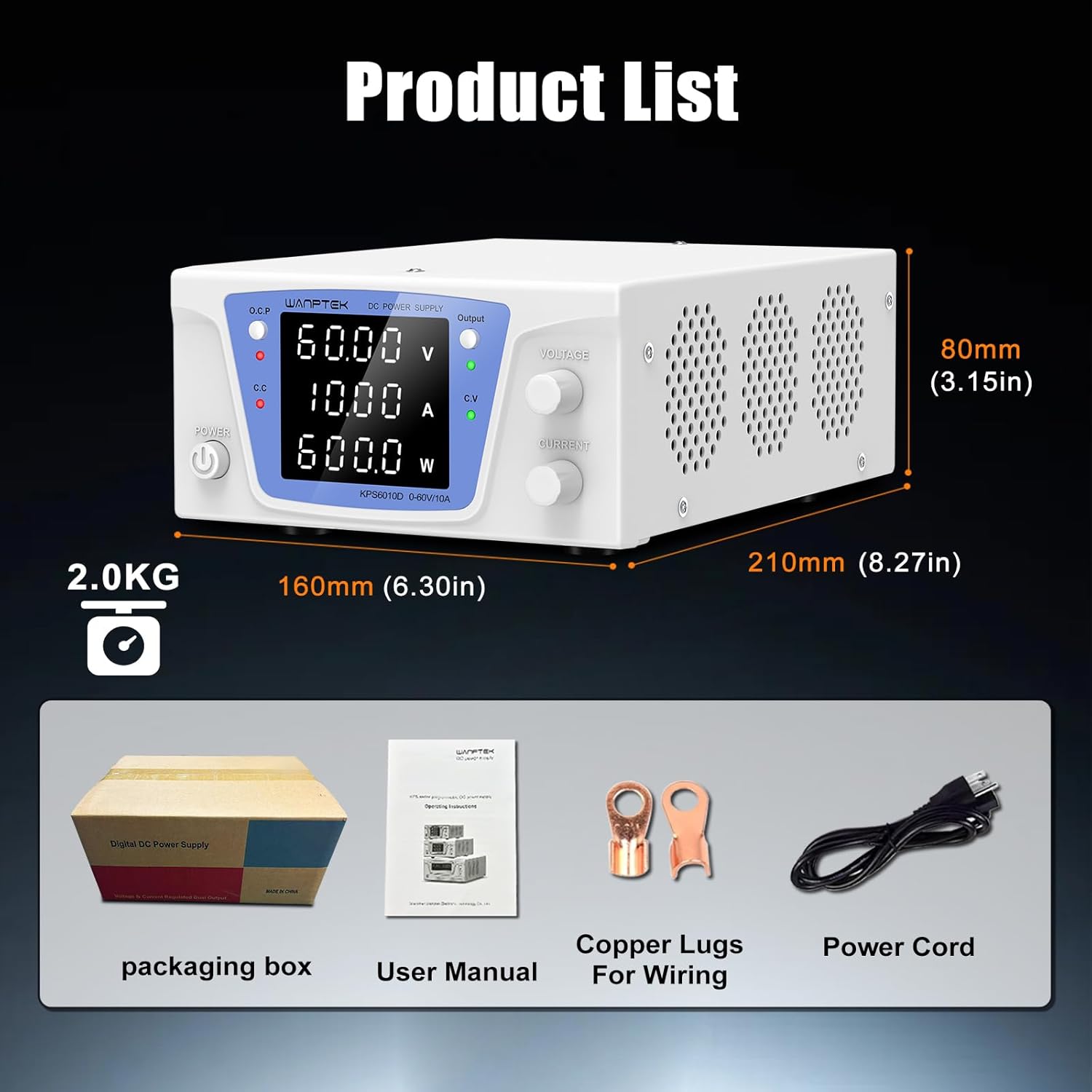 Package contents of NANKADF DC Power Supply