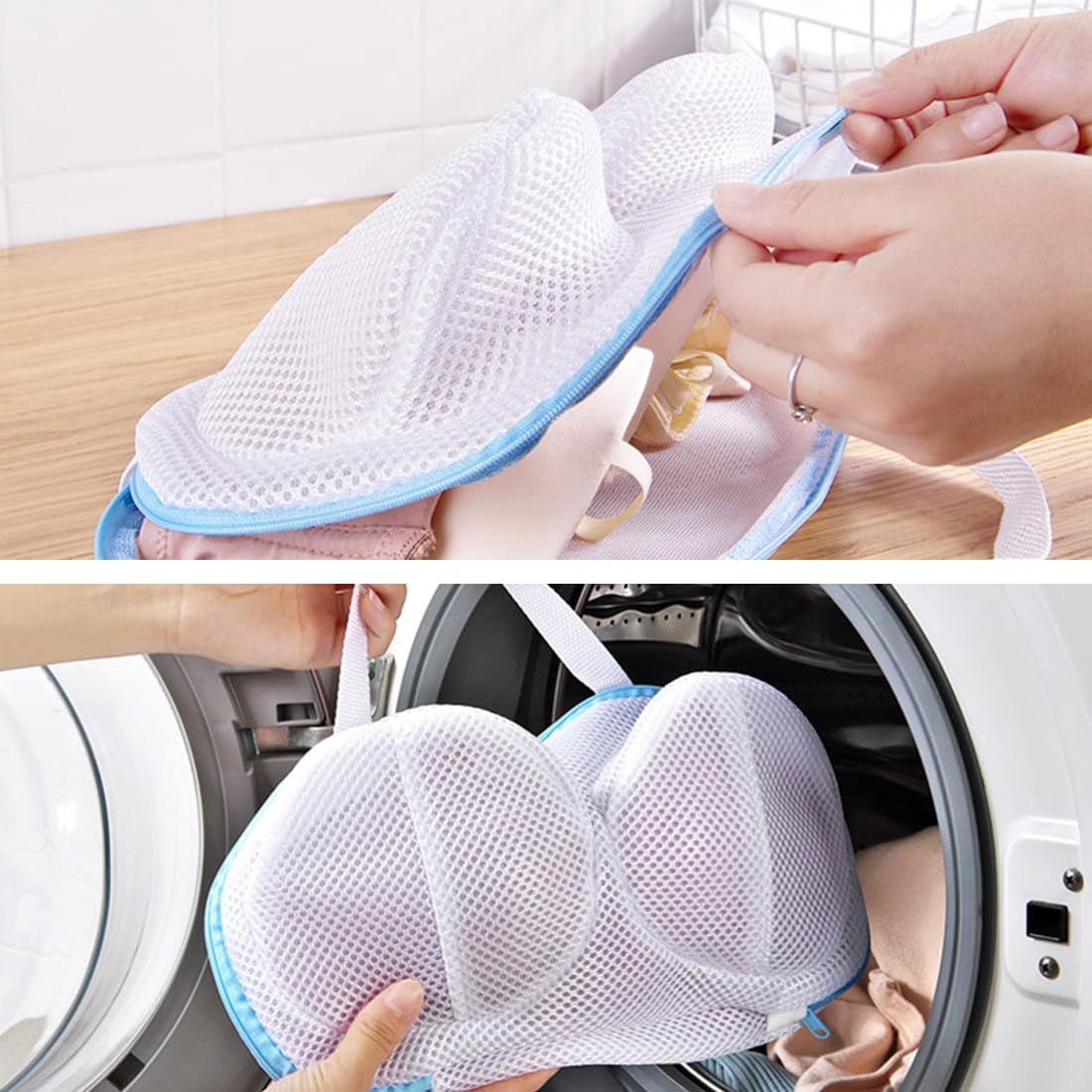 Set Van 2 Waszakken Met Ritssluiting, Moderne Wassorteerder Voor De Wasmachine Wasnet Voor Beha S Ondergoed En Fijne Was Wit