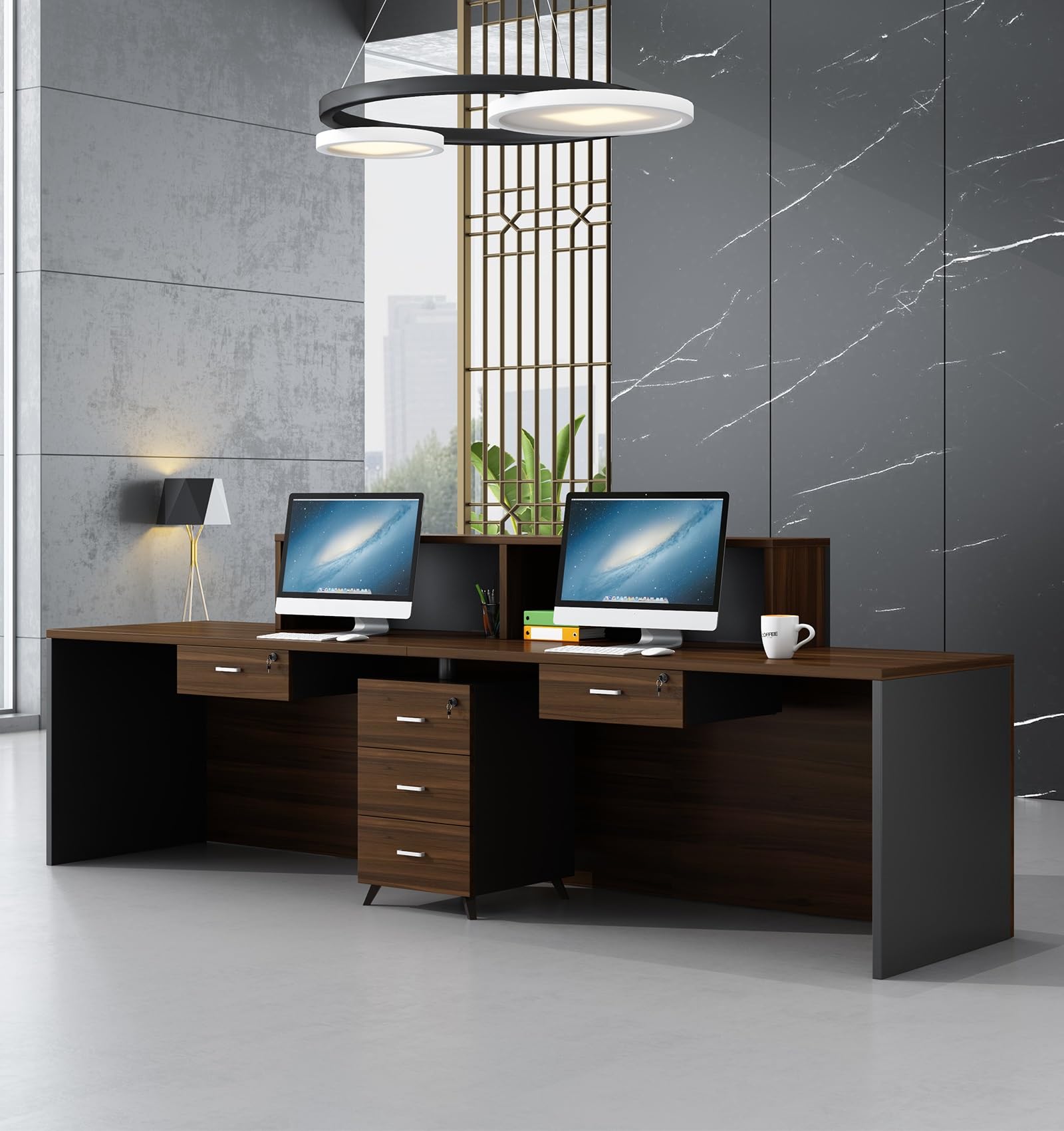 Empfangstresen aus Holz für Büros – Moderner, minimalistischer Premium-Multifunktionaler Tresen für Kassen und Büros (ohne Stühle)