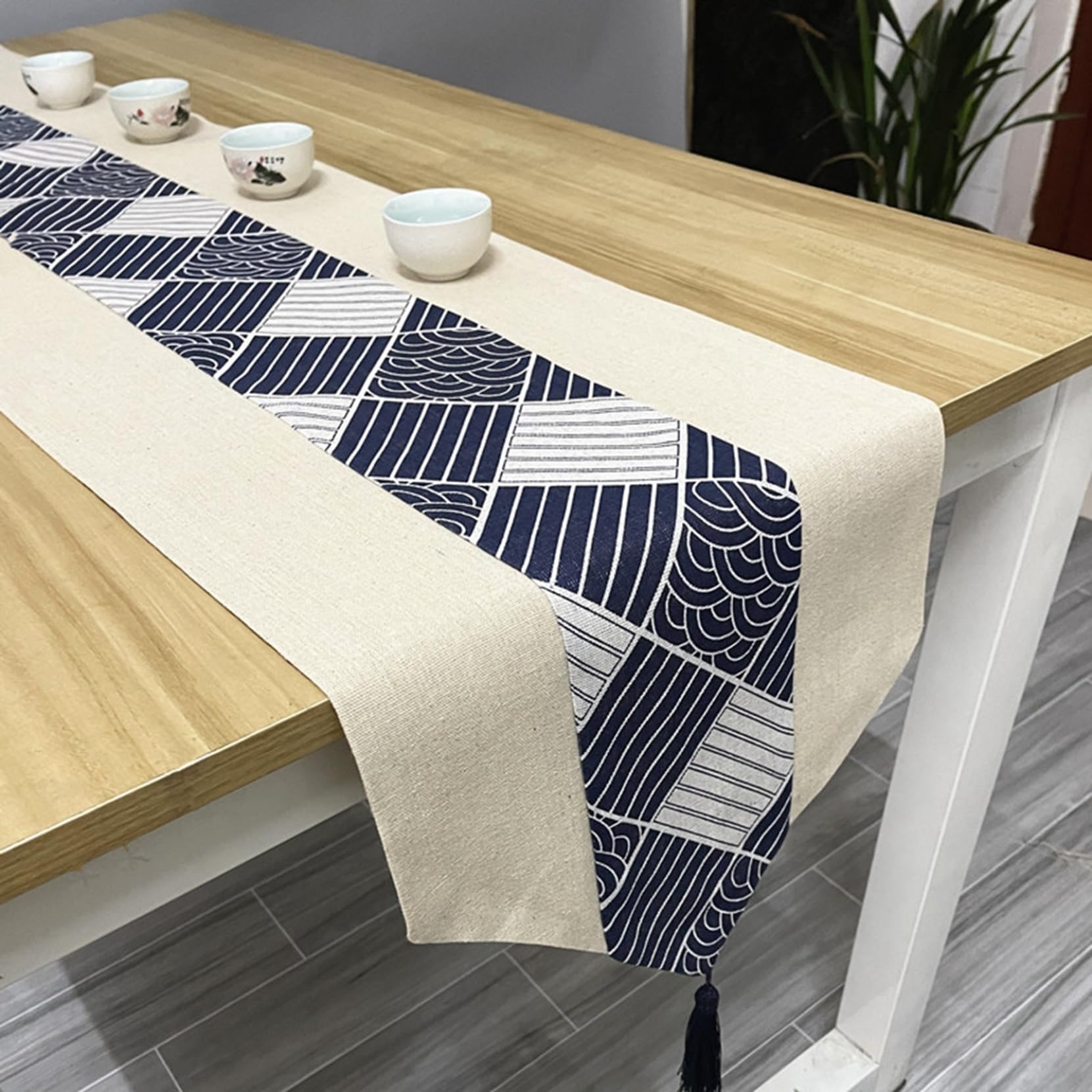 Amazon｜テーブルランナー テーブルセンター 麻布 シンプル フリンジ