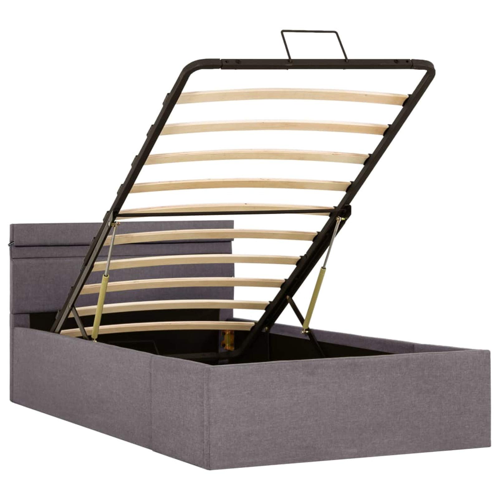 Tidyard Letto Matrimoniale Contenitore Con Meccanismo Idraulico E Luce LED, Rivestimento In Tessuto Grigio, 90/120/160x200 Cm, Struttura Letto Con Vano E Luci - 2