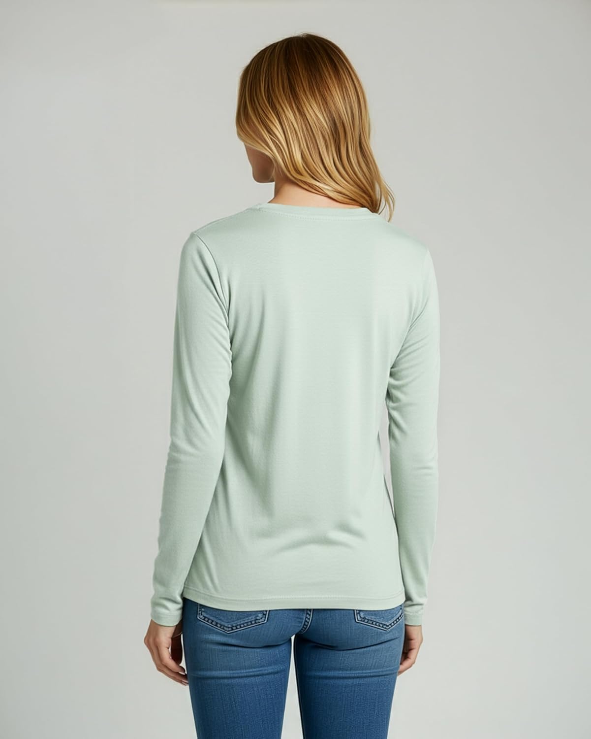 Real Essentials 4 Pack: Women's Cotton Classic-Fit Long-Sleeve Crewneck T-Shirt (Available in Plus Size) - Image 8