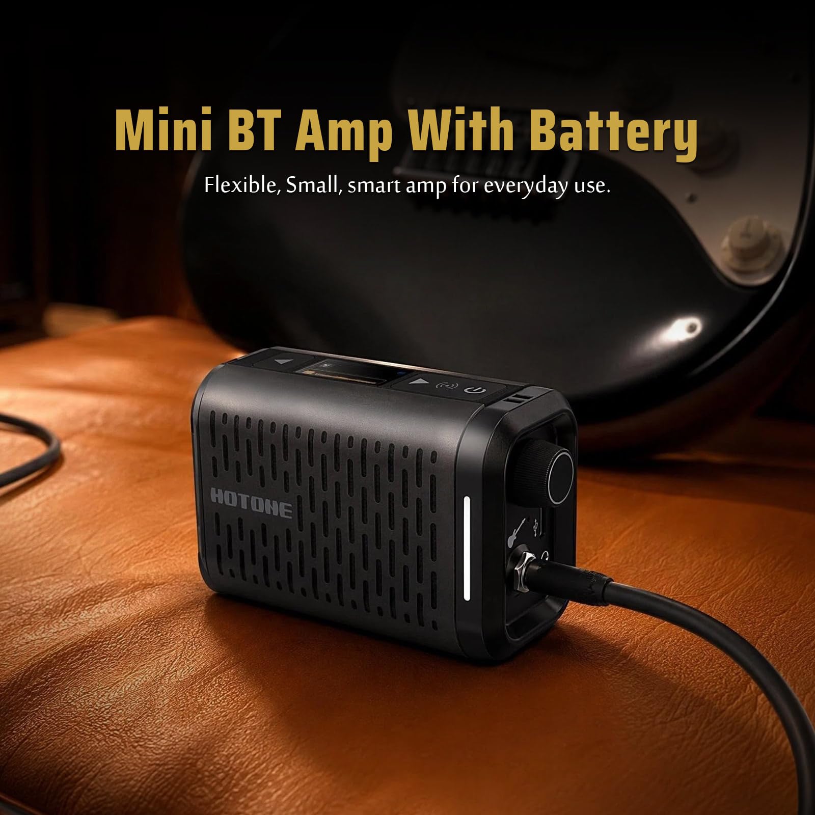 HOTONE Mini Amplificatore di Modellazione Multifunzione BT Chitarra Basso IR Cabinet con Multi FX App Mobile Pulze Mini AP-5 (Nero)