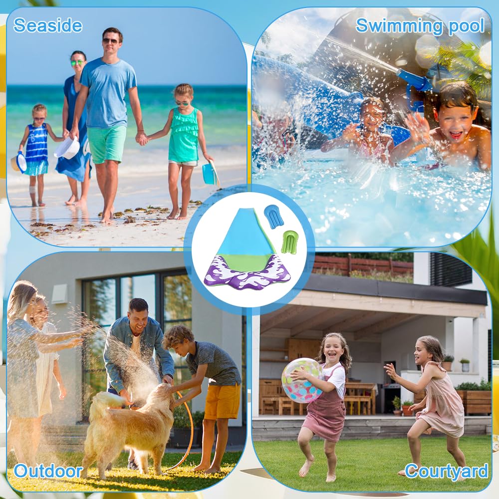 15.8 ft/480 Wasserrutsche Garten für Kinder, Wasserrutschmatte mit 2 Bodyboards, Rasenwasserrutschen mit eingebautem Sprinkler, Wasserrutschen Wasserspielzeug für Sommer, Outdoor (Blau)