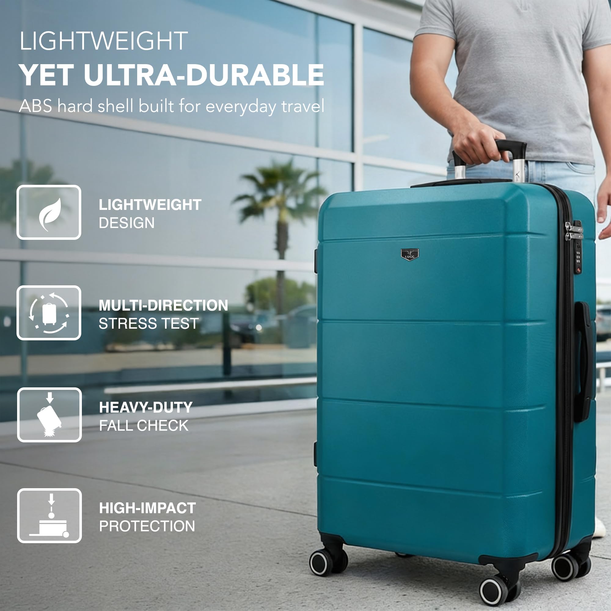 LUGG - Jetset 40cm Suitcase - 40x30x20cm- Ryanair Compatible - Underseat Size - Hard Shell ABS - Spinner & Removable Wheels - Lightweight Travel Luggage- Cream/Brown — view 175