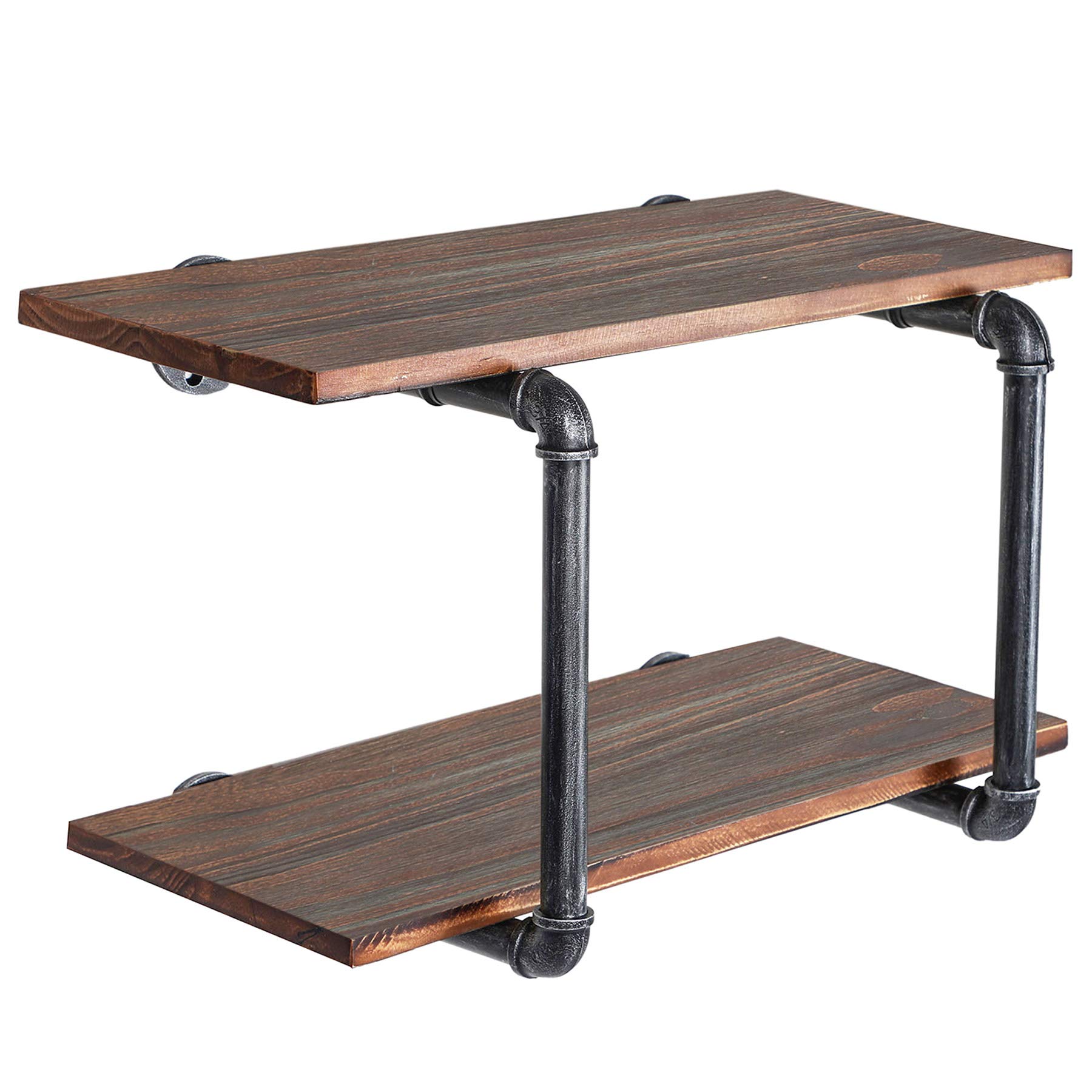 Buy Barnyard Designs 2Tier Floating Shelves, Wall Bookshelf Solid Pine Wood and Metal Wall
