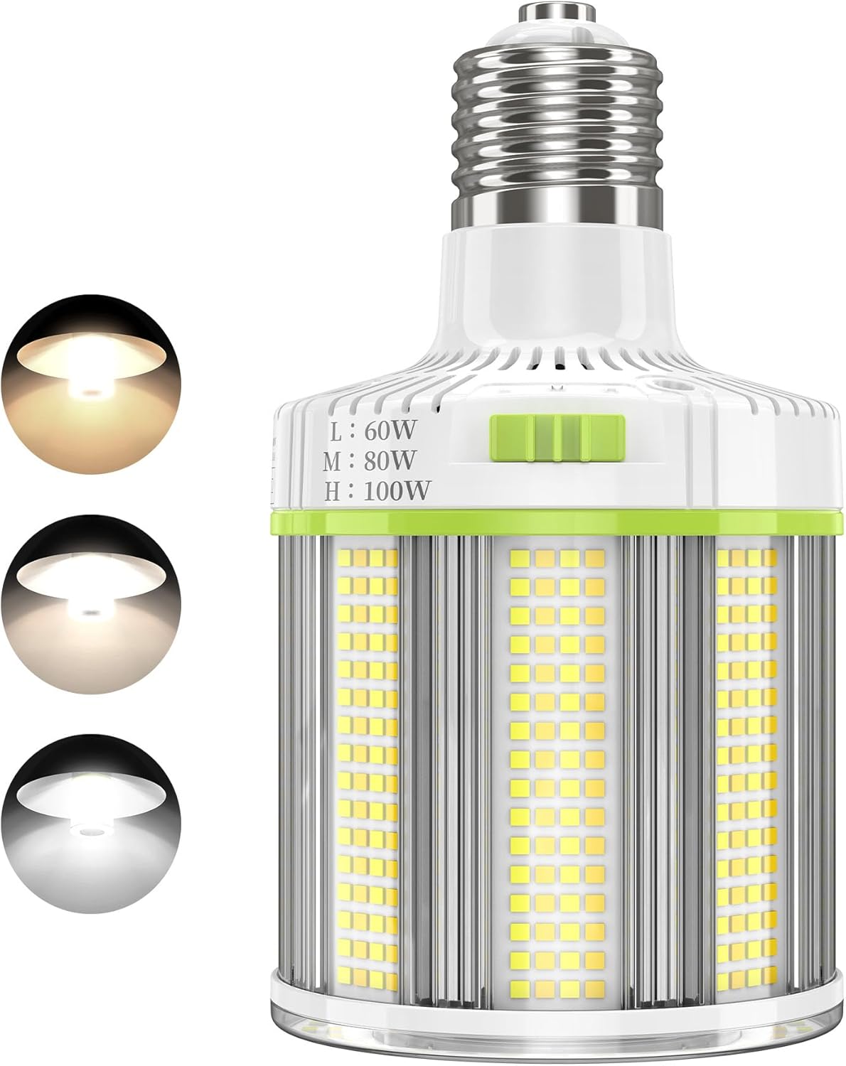 480v Led Corn Light Bulbs 100W/80W/60W Adjustable ETL Listed 15,000LM led Corn cob Light Bulb 4500K/5000K/5700K Daylight E39 Mogul Base Corn Bulb for Outdoor Indoor Warehouse Garage Factory Workshop