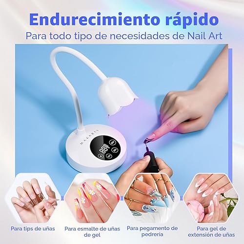Miniatura 5 de Makartt Lámpara de uñas UV: Mini luz UV para esmalte de uñas de gel Luminoza 30mW/cm² recargable LED luz de uñas secador de uñas con 4