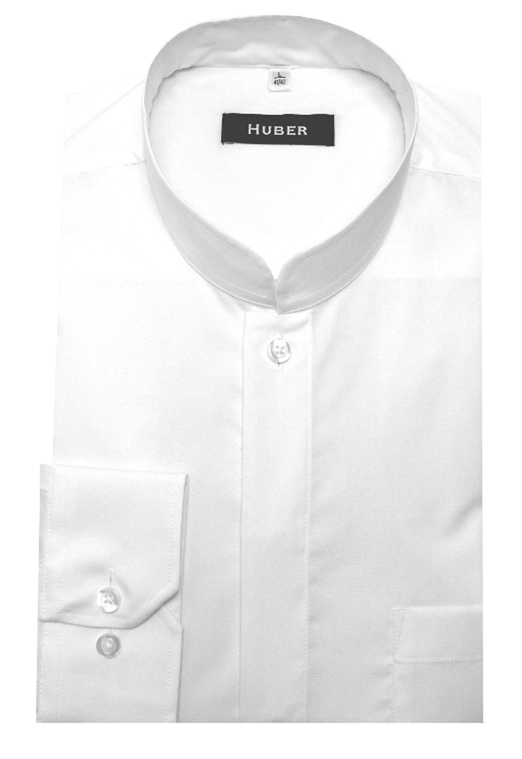 HUBER Stehkragenhemd Weiss oder schwarz Asia Kragen Regular HU-9071-HU-9072