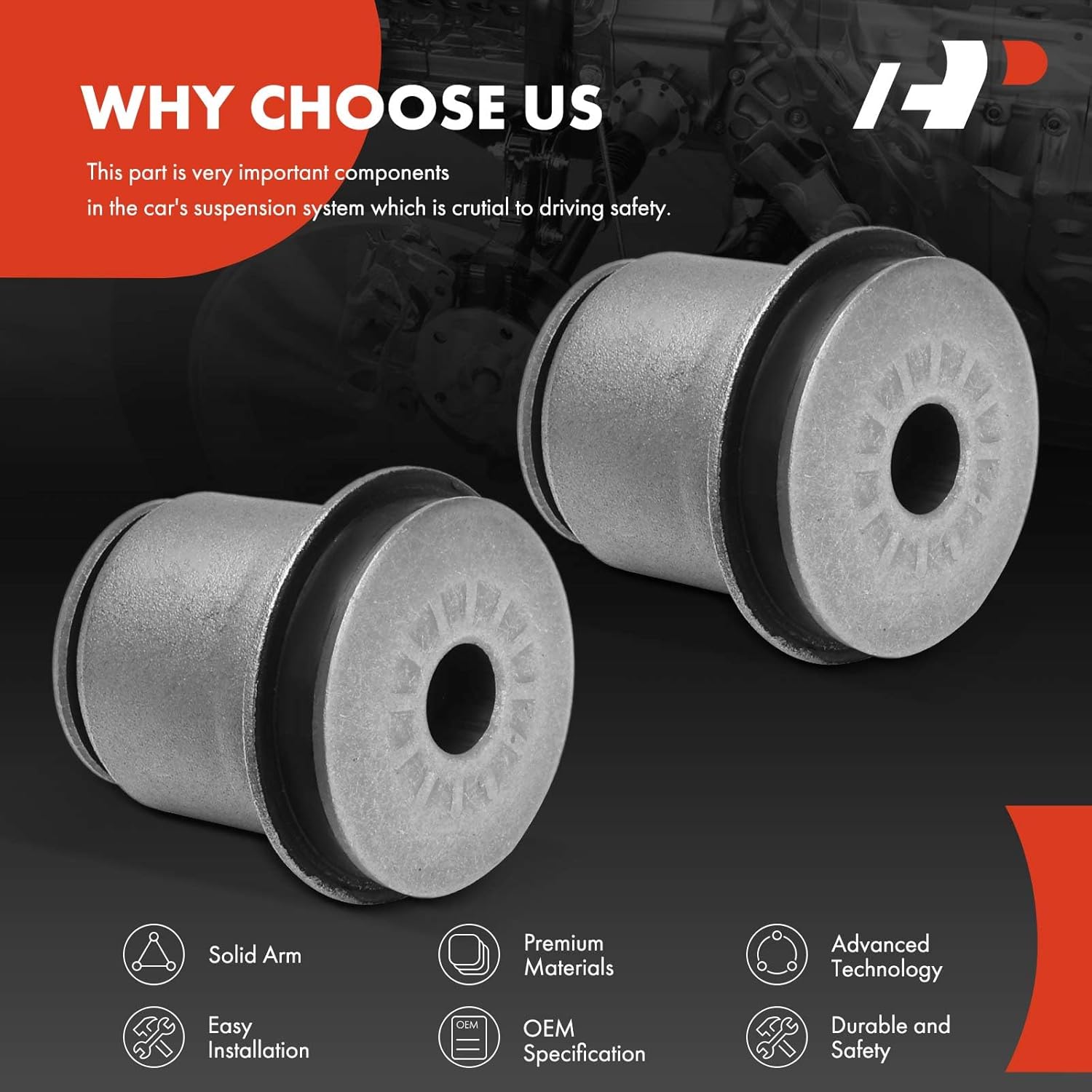 A-Premium 2 x Front Upper Control Arm Bushing Kit, Compatible with Chevrolet Tahoe, Blazer, Astro, C1500, C2500, C3500, K1500 & GMC Yukon, K1500, K2500, K3500, Safari, Savana 2500 & Cadillac Escalade