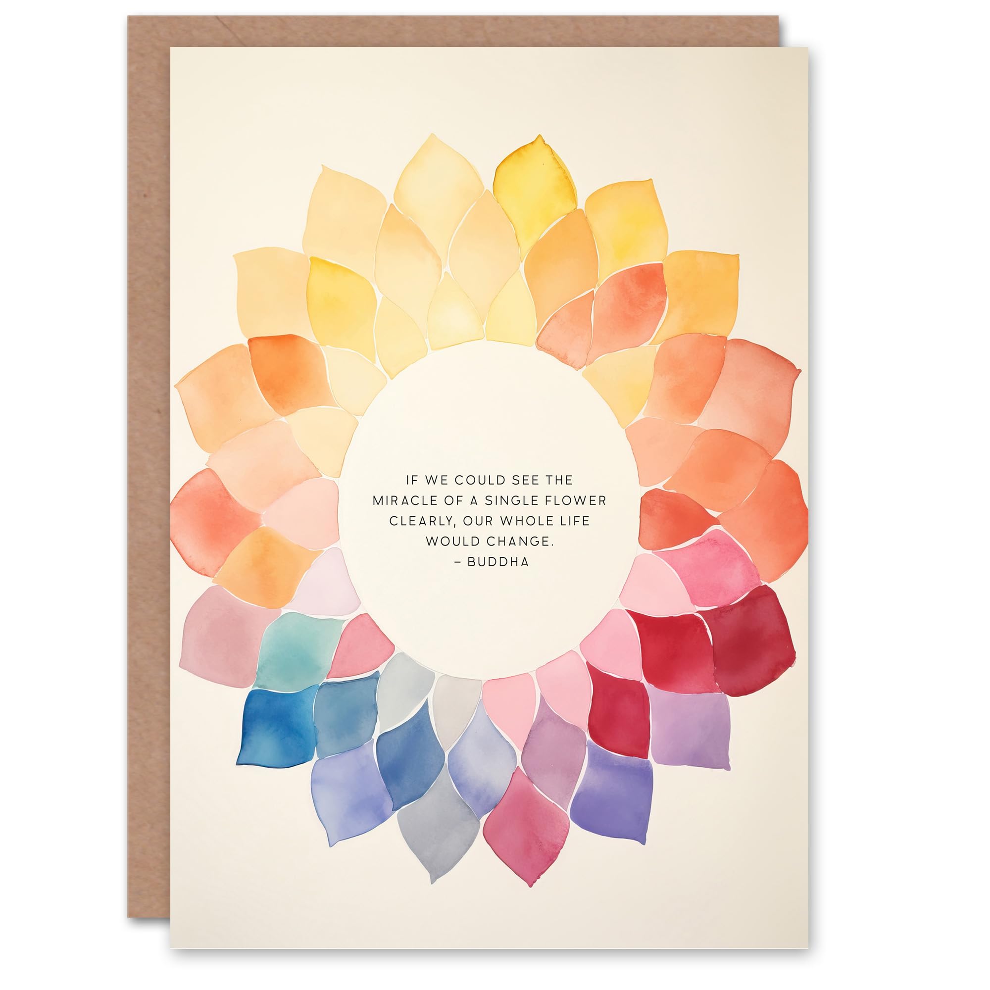 Artery8 Spiritual Birthday Card Miracle of a Flower Buddhist Mindfulness Mandala Blank Card For Him Or Her