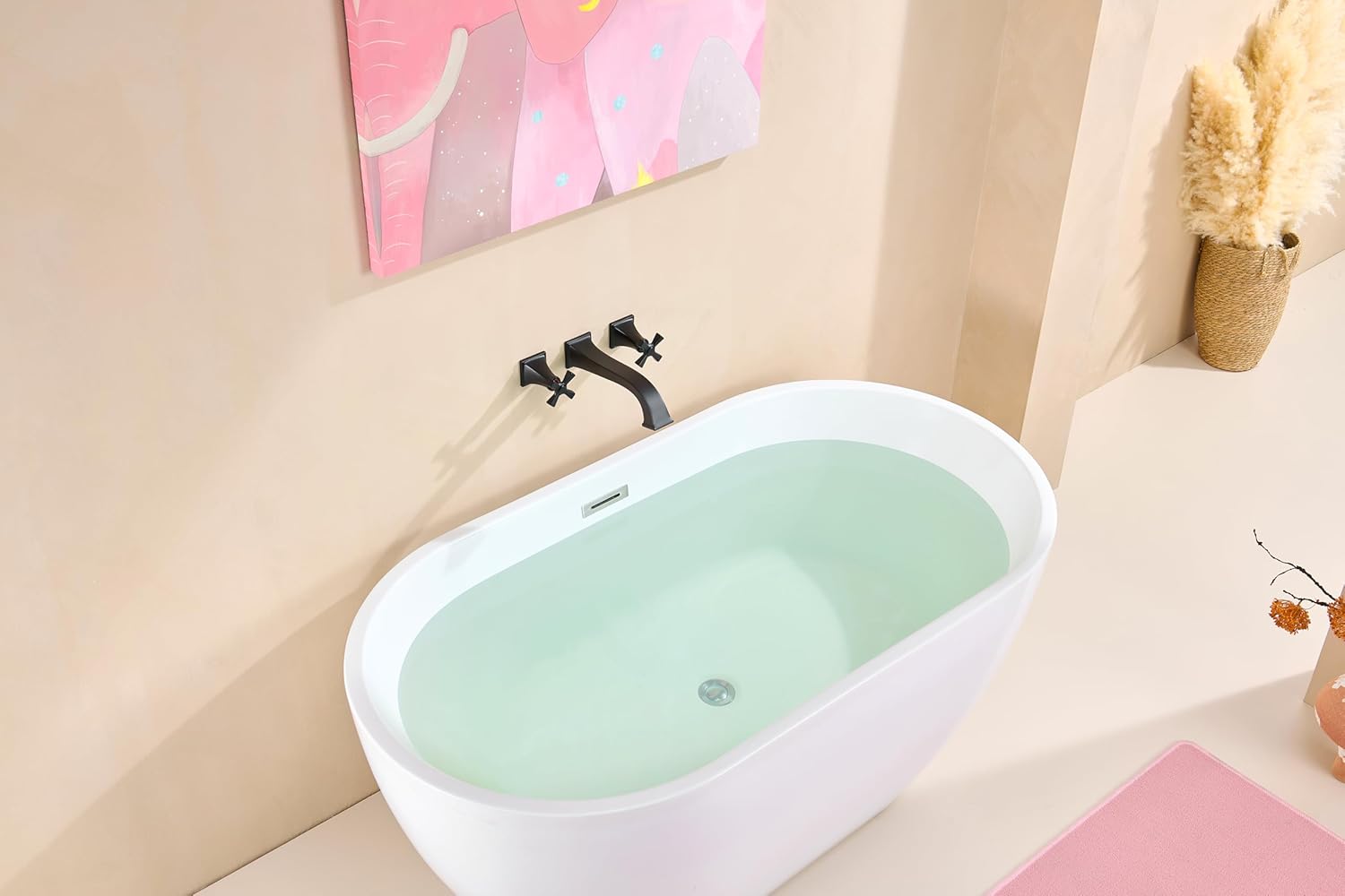 Wall-Mount Tub Faucet,Matte Black High-Flow Tub Filler,Dual Cross Handles,10-Inch Square Spout with Engineered Curves,Solid Brass,Rough-in Valve Included – KOTTISAARI