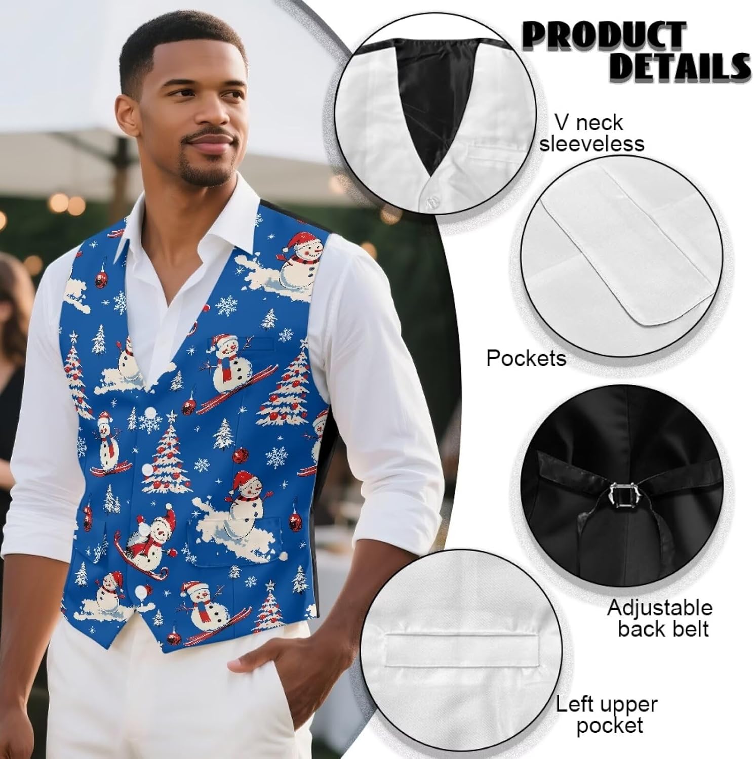 CLOHOMIN Men's Suit Vest Waistcoat Casual Slim Fit Suit Vest Business Formal Dress Waistcoat Vests for Suit or Tuxedo