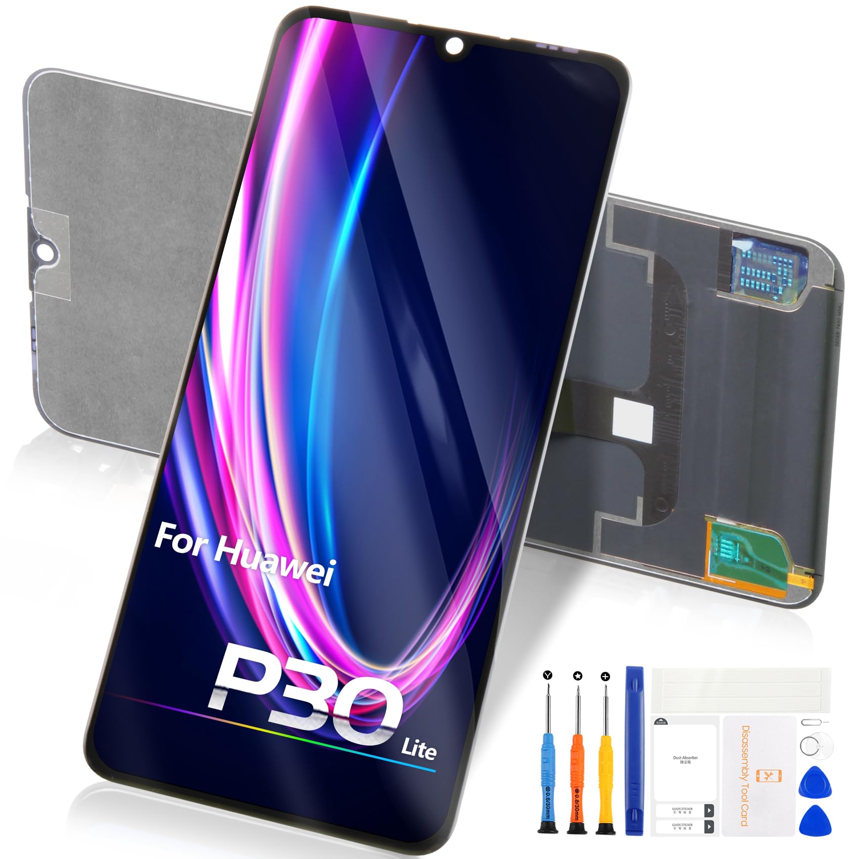 LCD Display per Huawei P30 Lite/Nova 4E, Schermo per P30 Lite 2019 Display Touch Screen MAR-L01A MAR-L21A MAR-LX1A Sostituzione Schermo di Vetro Digitalizzatore Assemblea con Riparazione Kit