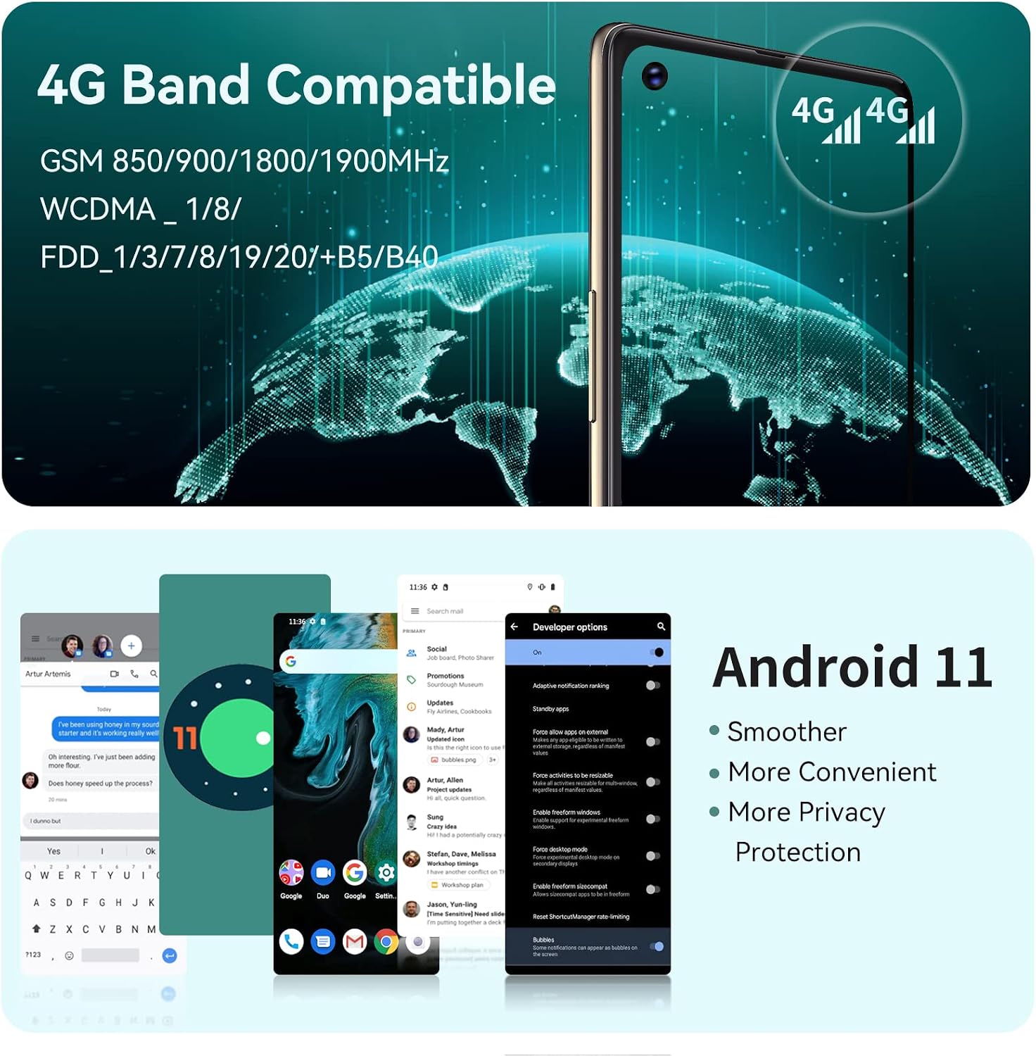 CUBOT Unlocked Android Smartphone, MAX3 Smartphone Unlocked, 6.1” FHD+ Screen Unlocked Cell Phone Android 11, 4GB + 32GB, 48MP+8MP Camera, 4G Dual SIM Unlocked Phones, 5000mAh Battery, US Version