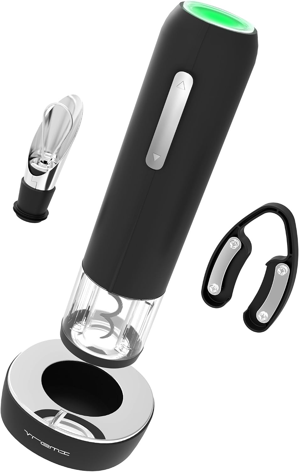 Vremi Electric Wine Opener Set - Automatic Wine Bottle Opener - Electric Corkscrew Auto Wine Opener with Electronic Chargeable Base - Rechargeable Cordless Wine Opener with Pourer and Foil Cutter