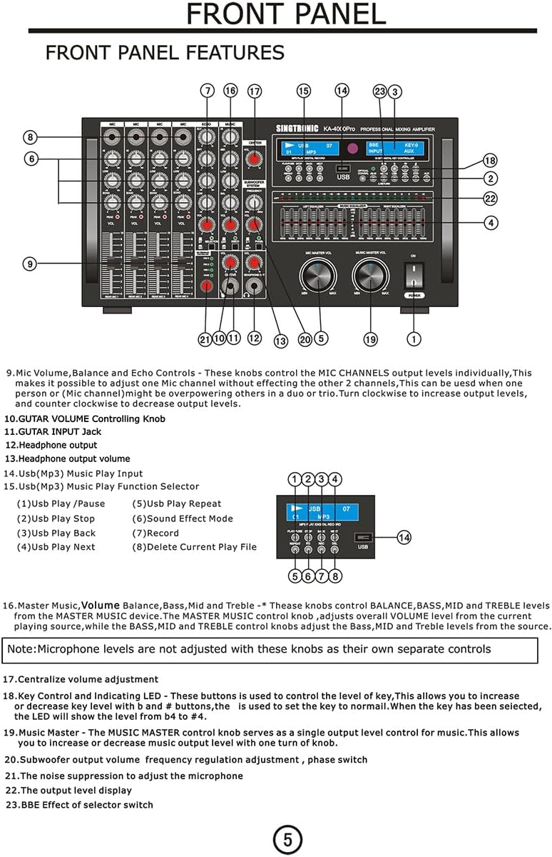 SINGTRONIC KA-4000Pro Professional DJ/KJ Digital Console 4000W DSP Mixing Amplifier Karaoke, HDMI Function, Recording Function, Equilizer Function, Bluetooth Function Send/Receive from Smart Devices