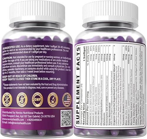 Miniatura 9 de Melatonin 100mg for Antioxidant & Cognitive Health, Ultra High Dose Melatonin with CoQ10, Turmeric, Trans-Resveratrol, Vitamin B12 C E for Brain