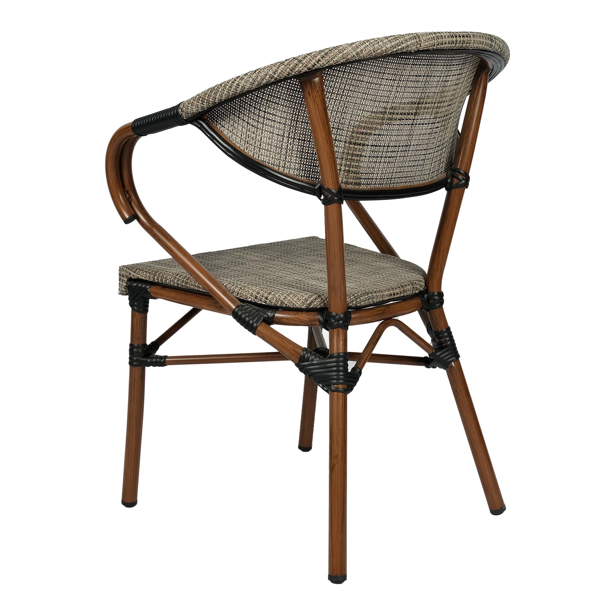 Jeffcoco Furniture Garden Dining Chair Outdoor Desk Chair Patio Balcony Dinner Chair Poly Rattan Restaurant,Coffee Shop (Beige Chair)