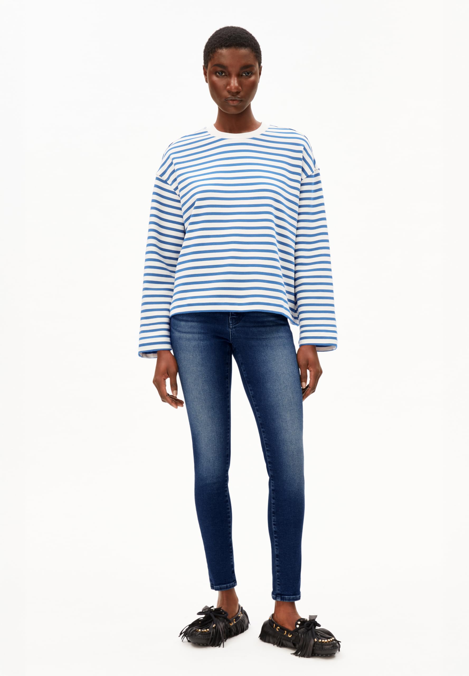 ARMEDANGELS Damen Sweatshirt aus Bio-Baumwolle FRANKAA MAARLEN Stripe Oversized Fit