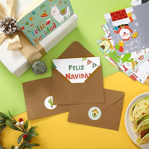 Miniatura 4 de Eersida 48 tarjetas de felicitación de Navidad de México, de 4 x 6 pulgadas, tarjetas de felicitación españolas de Navidad con 48 sobres de papel de