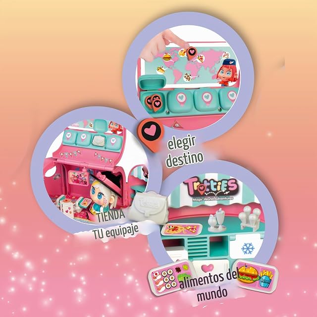 Foto 5 de 6 de Trotties - Avión de Chiara, Avión Rosa de Juguete y Muñeca Mini, 20 Accesorios, Pegatinas y Varios Espacios…