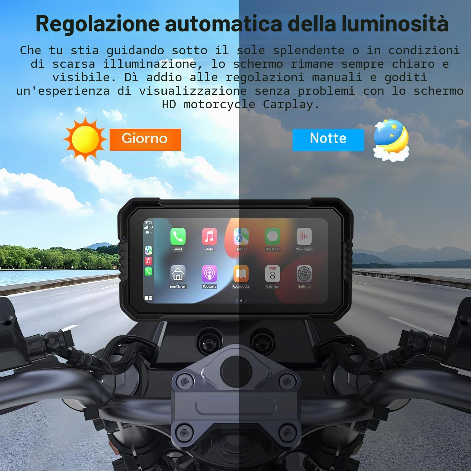 Wireless CarPlay Android Auto Schermo Moto 6,25 Pollici Touchscreen IP67 GPS Dual Bluetooth Telecomando