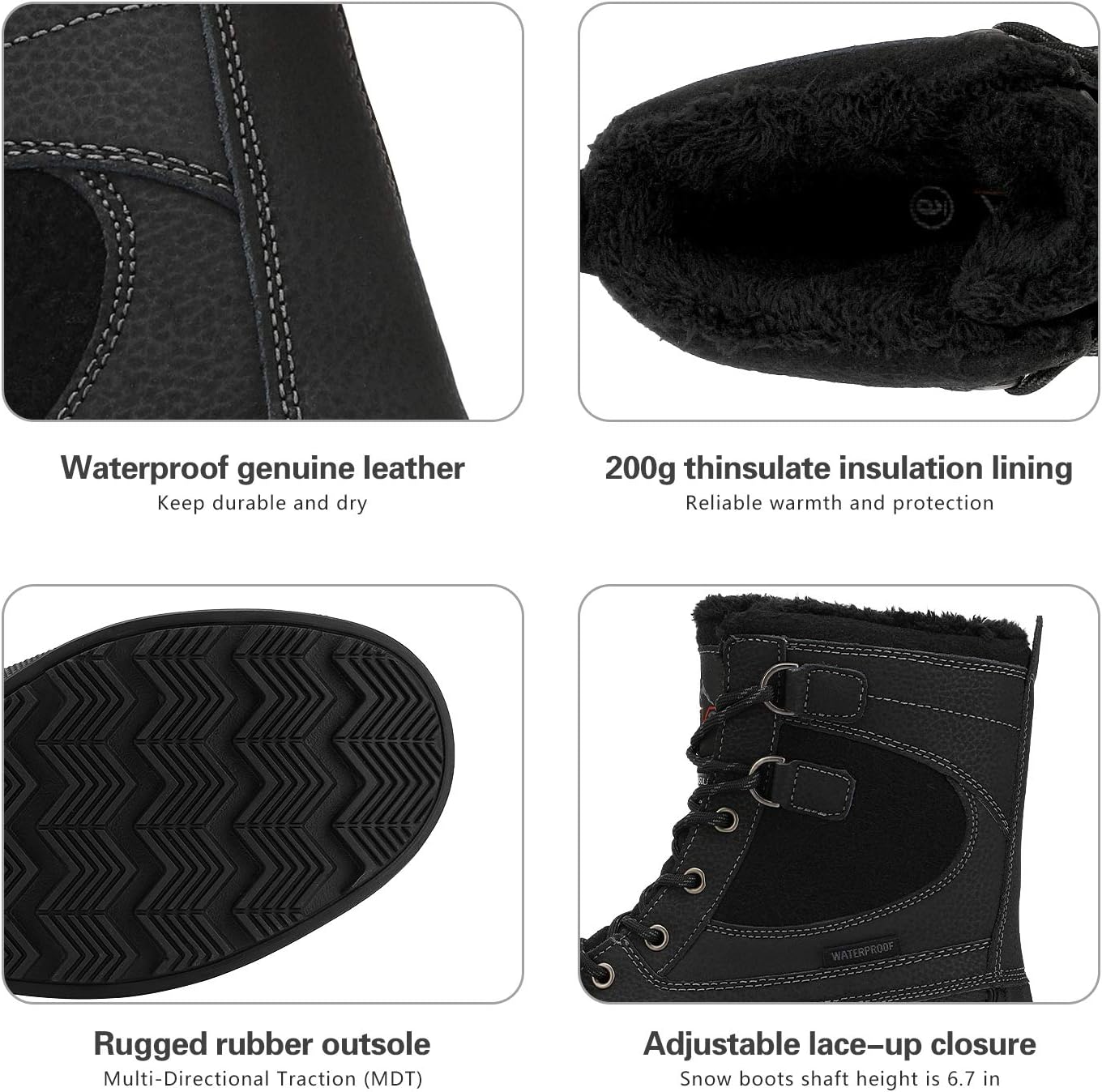 NORTIV 8 Men's Waterproof Winter Snow Boots AVENUE