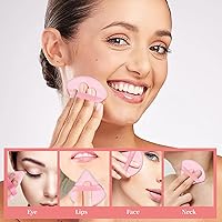 Vista 43 de Pimoys 6 esponjas de maquillaje facial, esponja de terciopelo suave triangular, esponja de belleza para polvo suelto (negro, rosa)