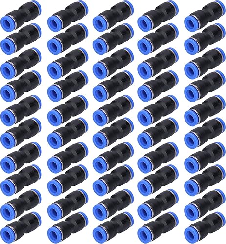 50Pcs Push to Connect Fittings, Quick Connect Straight Pneumatic Connector for PU8 Air Tube, Quick Release Air Hose Fittings for Mechanical