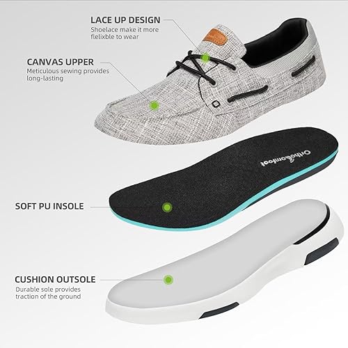 Miniatura 5 de OrthoComfoot Mocasines ortopédicos sin cordones para hombre mocasines casuales de lona para fascitis plantar con soporte de arco, cómodos zapatos