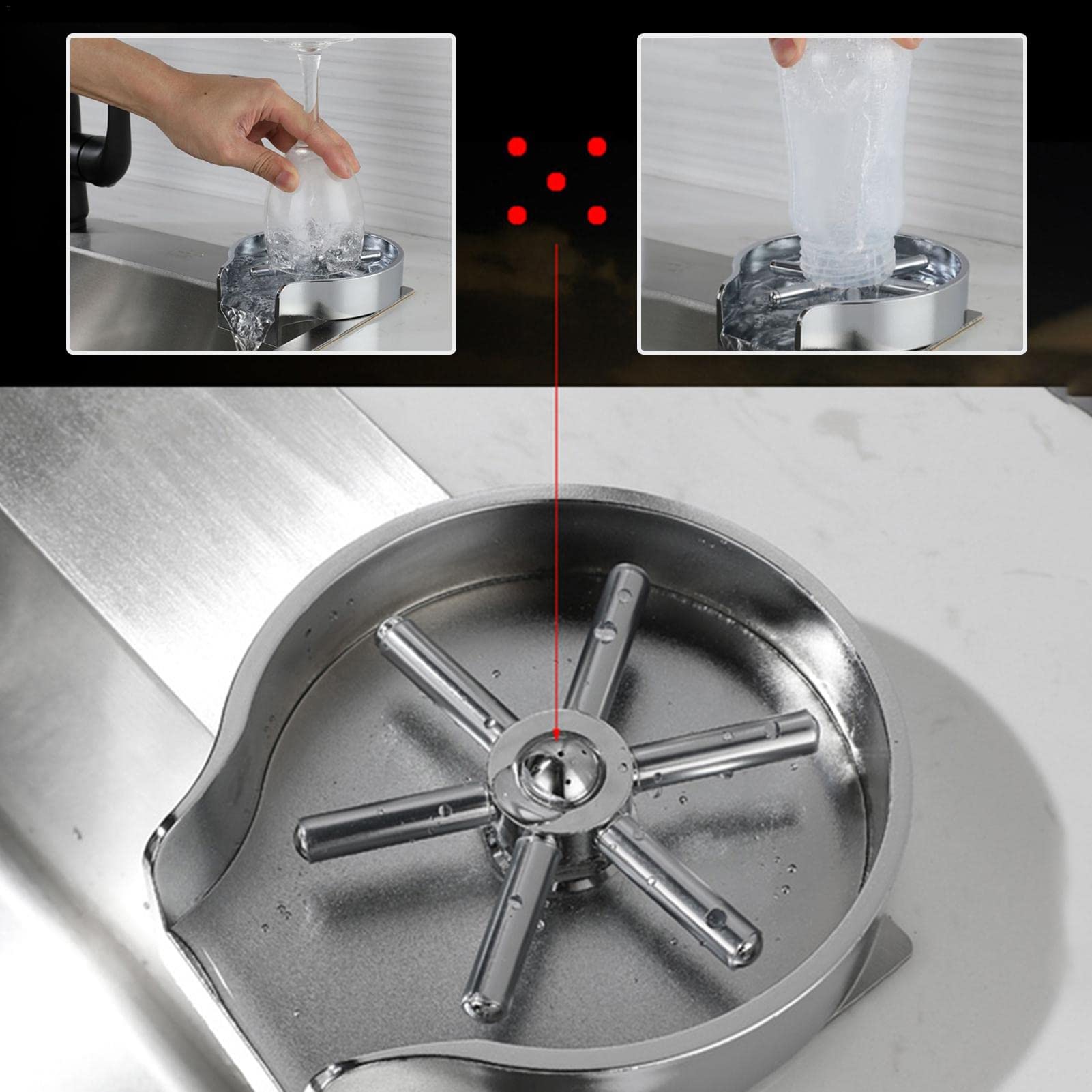 3 szt. Bar podkładka do szkła do zlewu, metalowy zlewozmywak do płukania szkła, kran do płukania szkła do zlewozmywaków | Dzbanek do kawy Wash Cup Tool Akcesoria do zlewów kuchennych
