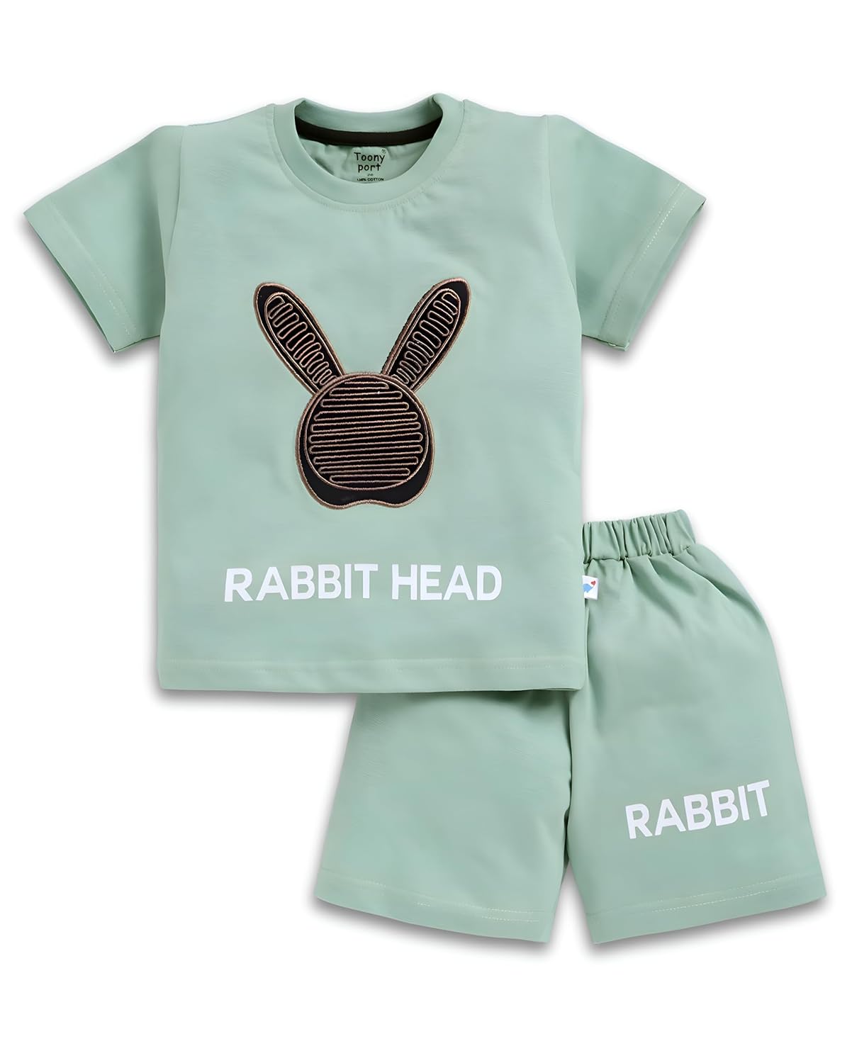 Toonyport Boys Bunny Rabbit T-Shirt and Short Set (Green)