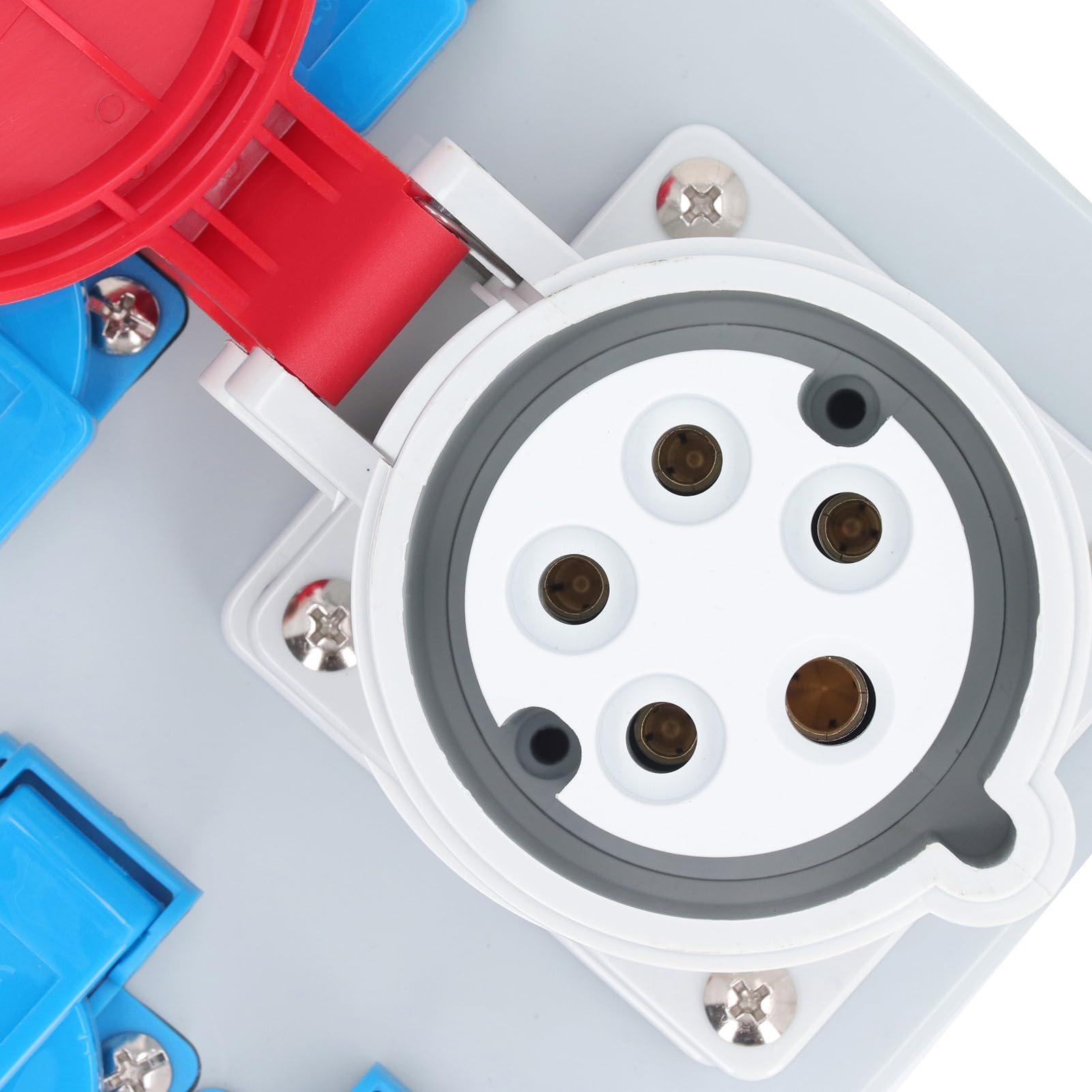 Fafeicy Enchufe Industrial de la UE, Caja de Enchufe Industrial ABS Resistente, Grado Impermeable IP44, con 5 Enchufes Europeos para una Solución de Energía Versátil