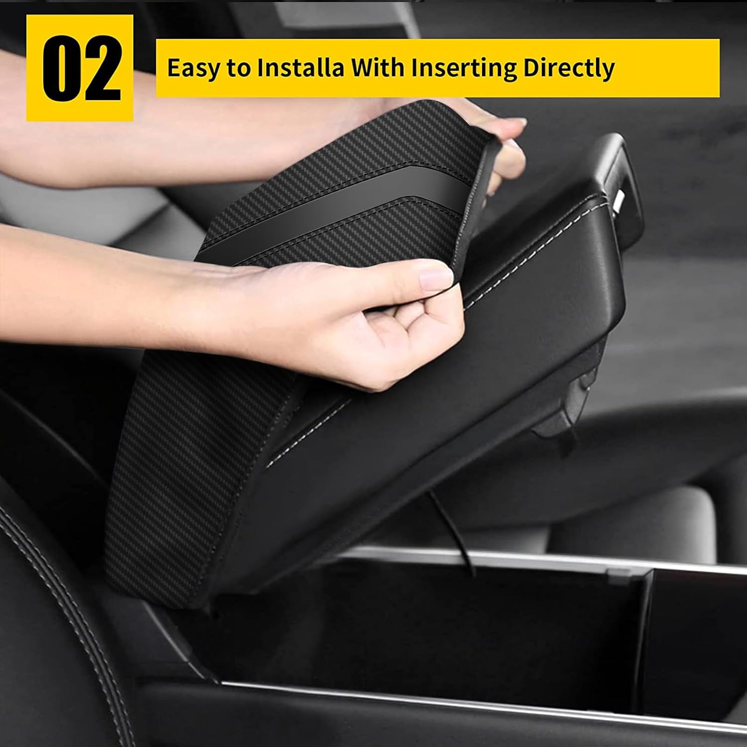 AOMSAZTO Carbon Fiber Armrest for 2011-2019 Ford Explorer Black