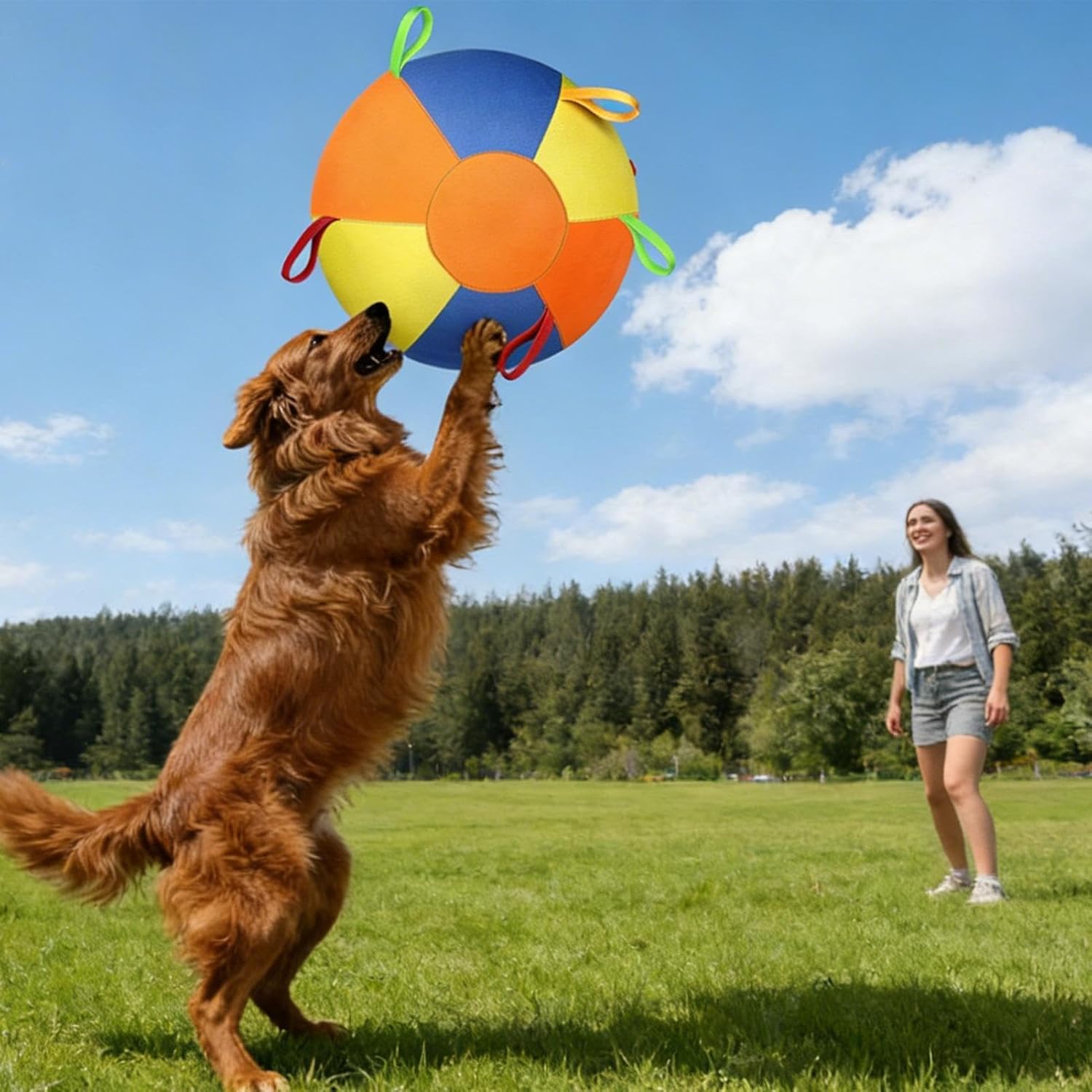 Calming Jumbo Ball for Dogs, with Tear-Resistant Design, 45cm, Inflatable Big Ball, Dog Toy Balls, Versatile Exercise, for Backyards, Parks or Training Fields