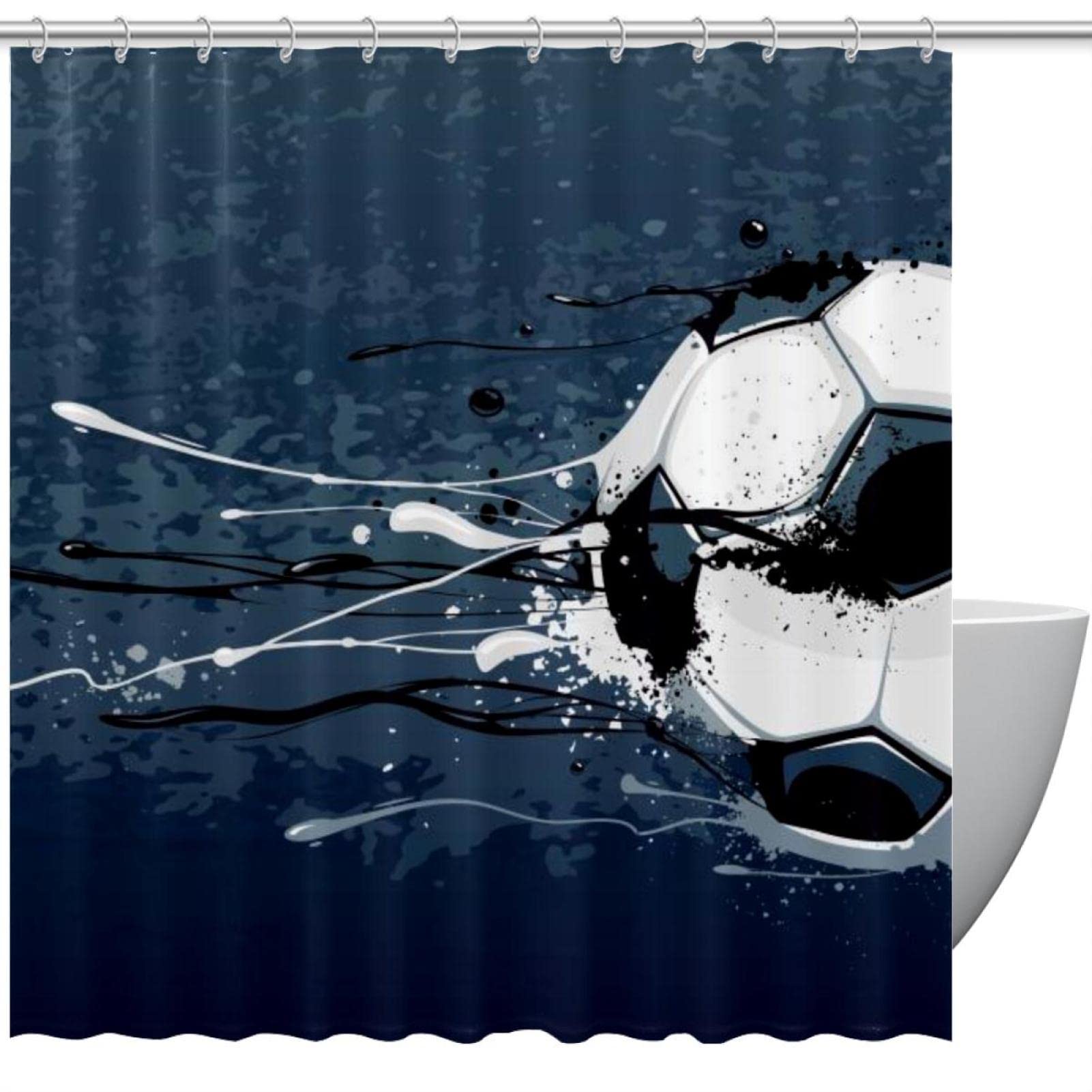 Rideau de douche football tissu imperméable pour éviter les projections d'eau au sol