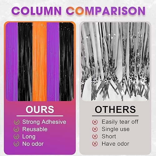 Miniatura 218 de Cortinas de fondo de flecos de papel de aluminio para fiestas, 3 piezas, 39.6 x 98.4 pulgadas, azul retro 48 Retro Azul,03 Rosa,04 Rosa