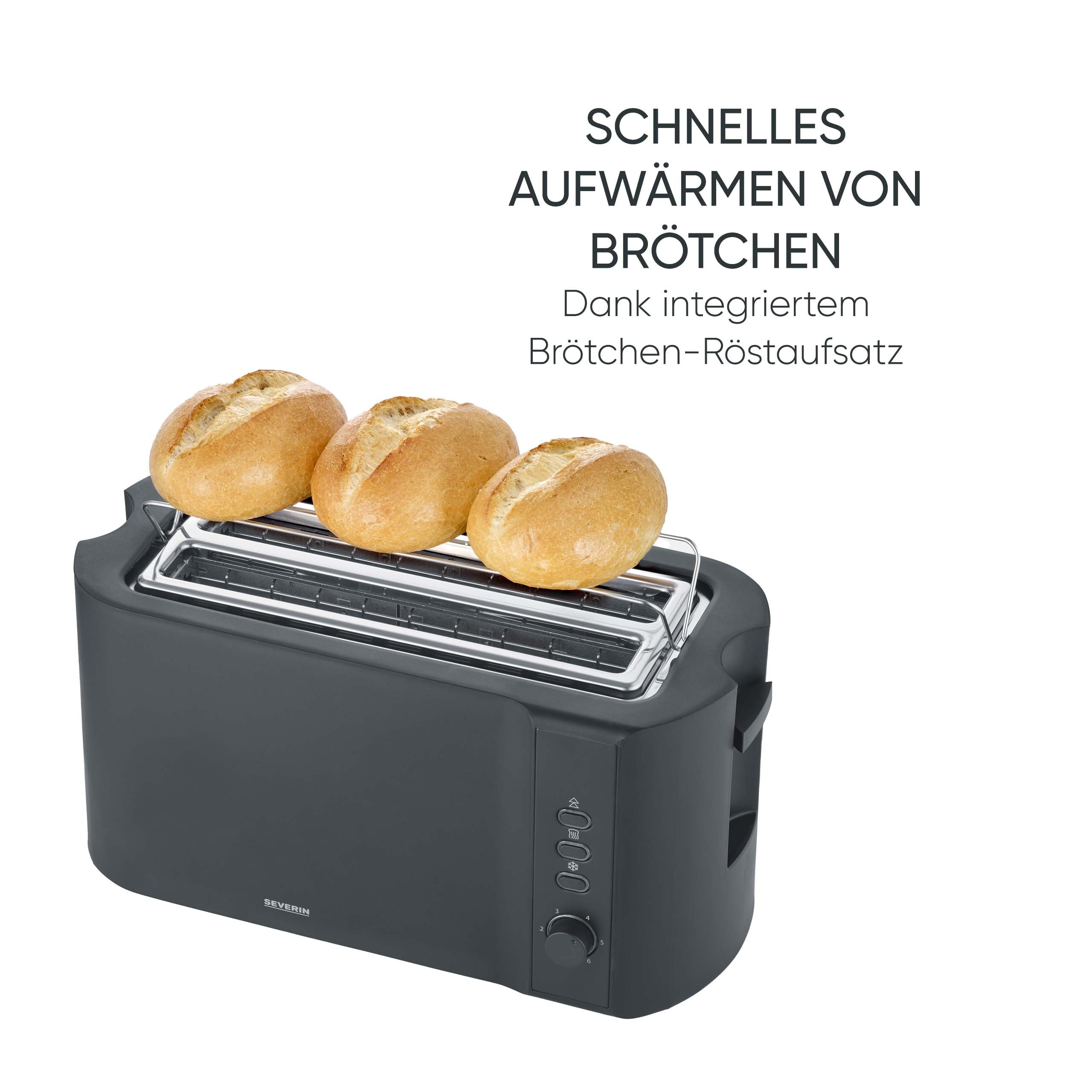 Severin Toaster Langschlitz 4 Scheiben 1400 W Schwarz Matt AT 2591