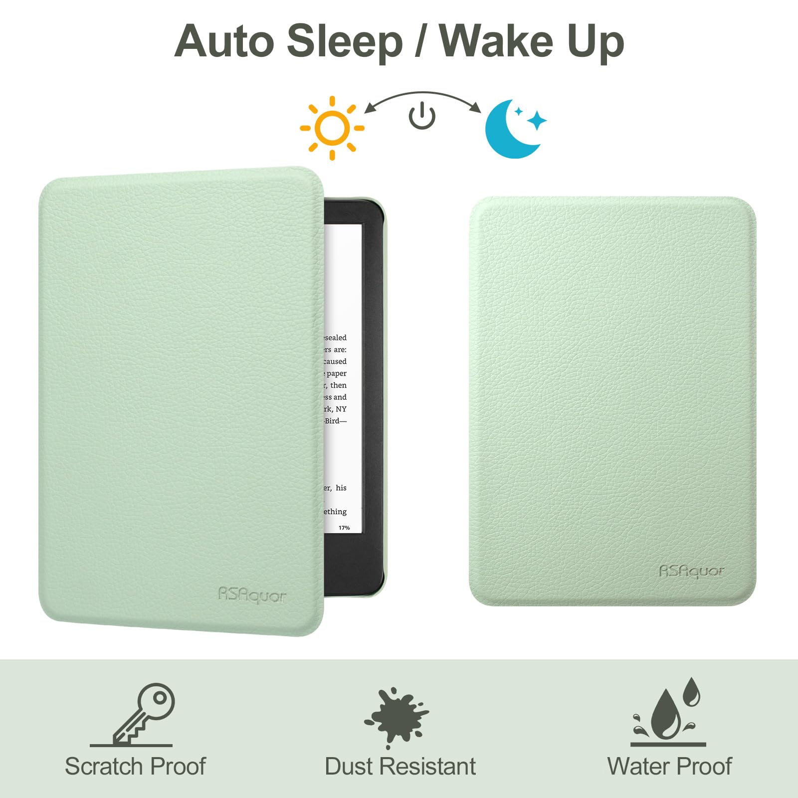RSAquar 7" All-New Kindle Paperwhite 12th 2024 or Kindle Colorsoft 1st 2025 Signature Edition Case with Hand Strap – Slim Protective Cover with Auto Sleep/Wake - Agave Green — view 5
